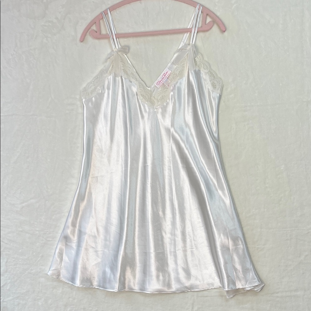 Oscar de la Renta‎ white mini slip dress bows lace coquette bridal